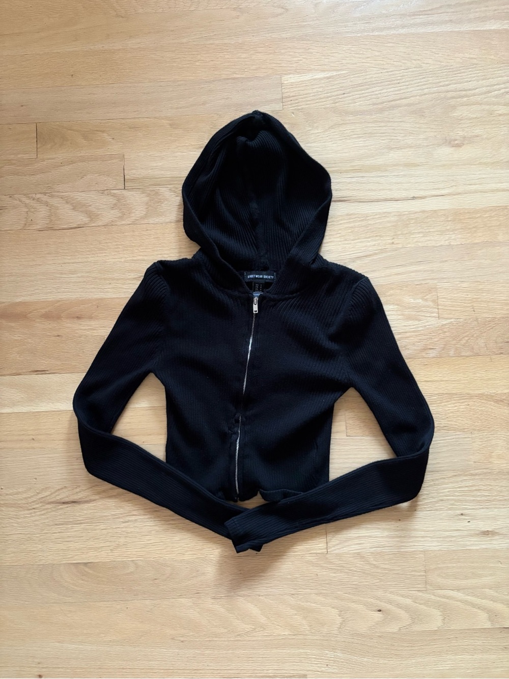 Streetwear Society Black Ribbed Zip Hoodie